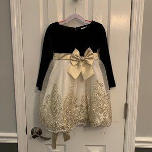 Rare Editions Black and Gold Dress Size 4T